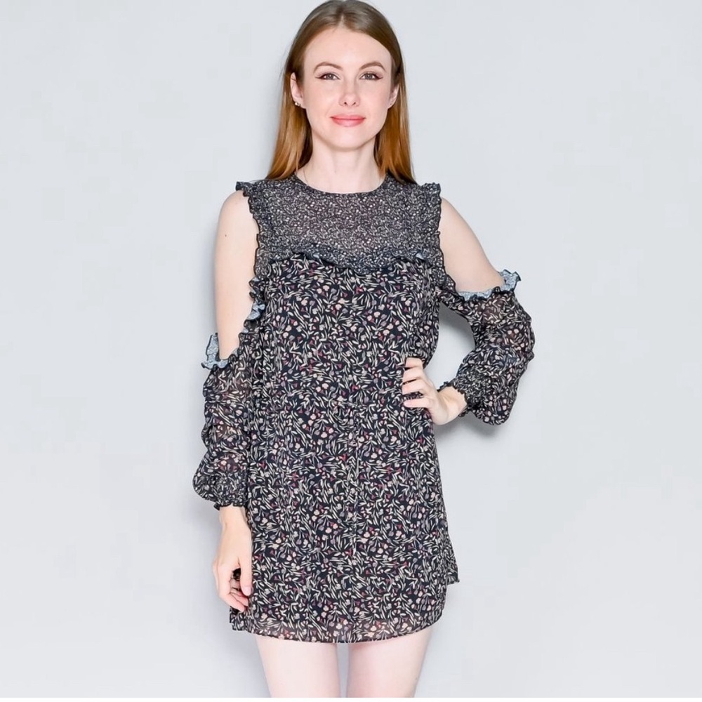 TULAROSA Sabrina ColdShoulder Floral Chiffon Dress XS, NWOT